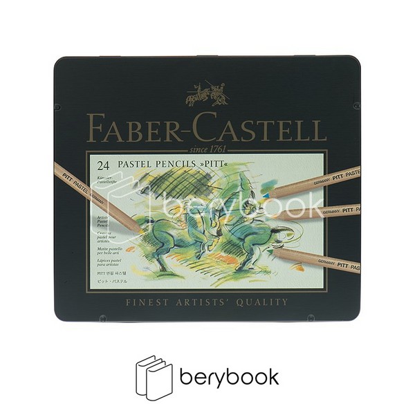 faber castell / فابر کاستل / مداد پاستل / 24 رنگ / جعبه فلزی / سبز رنگ / پلی کروم