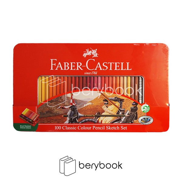 faber castell / مداد رنگی / جعبه فلزی / کلاسیک/ 100 رنگ